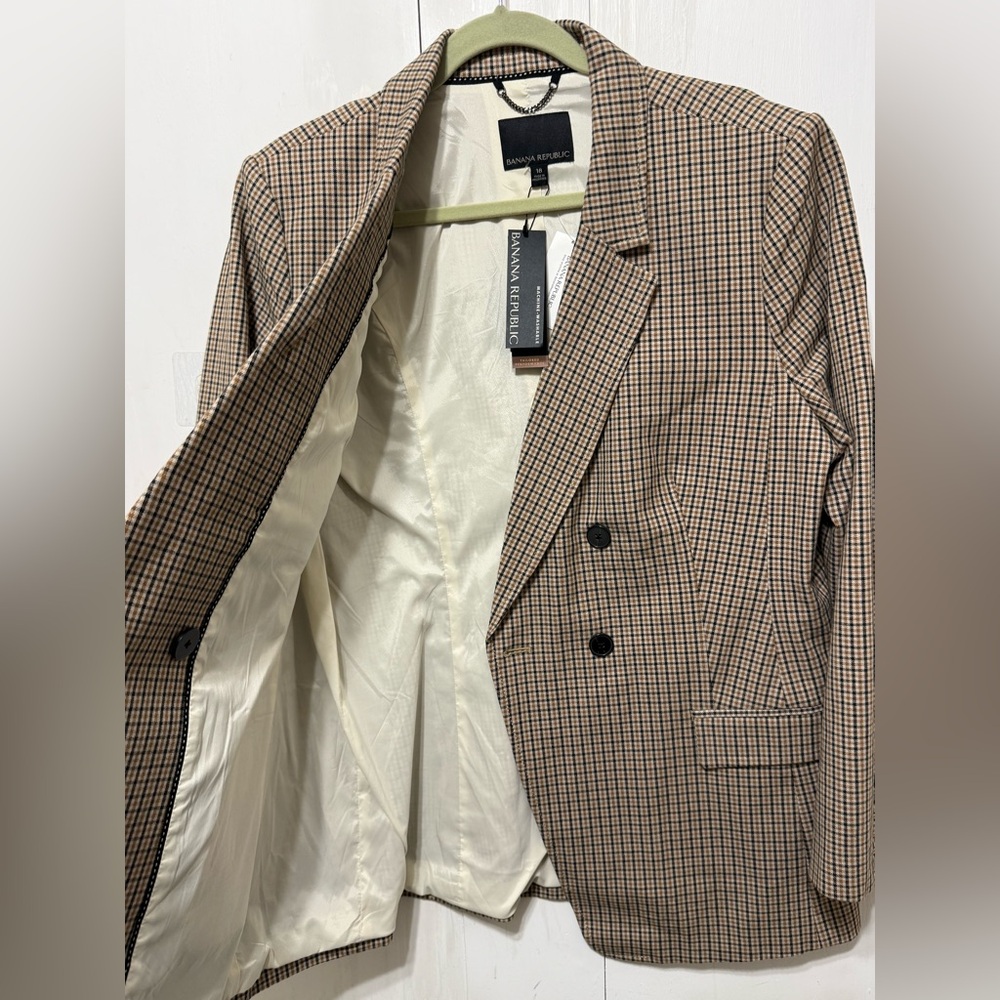 Banana Republic Double-Breasted Plaid Blazer NWT - Picture 7 of 13